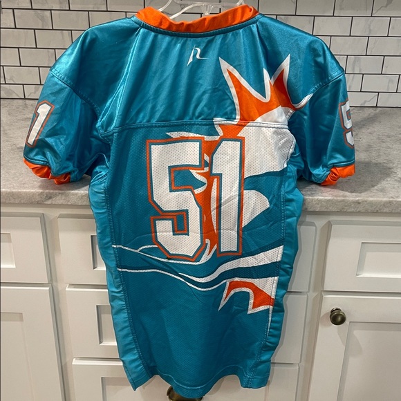 Team Rebel Sport Miami Dolphin Jersey Boys Youth Large Blue Orange NFL Football - Picture 5 of 8
